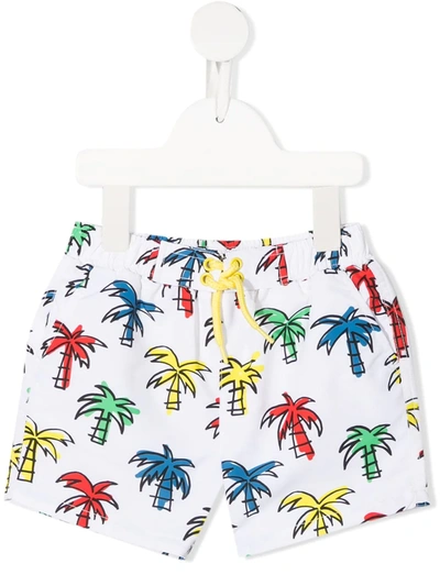 Stella Mccartney Babies' Palm Tree-print Drawstring Shorts In 白色