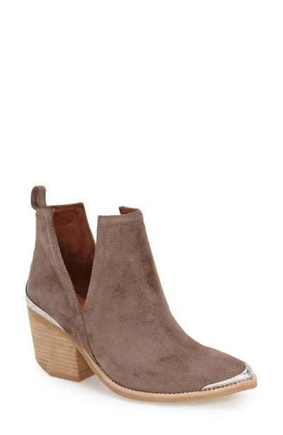 Jeffrey Campbell Cromwell Cutout Western Boot In Taupe Distressed Suede