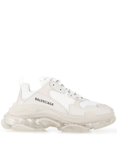 Balenciaga Triple S Clear Sole Sneakers In White