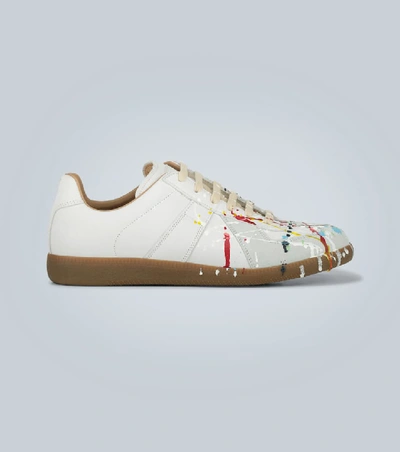 Maison Margiela Off-white & Multicolor Paint Drop Replica Sneakers
