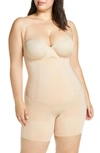 Spanxr Oncore Open-bust Mid-thigh Bodysuit In Soft Nude