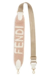Fendi Strap You Logo Genuine Shearling Bag Strap In Montone /vit.grace/nastro