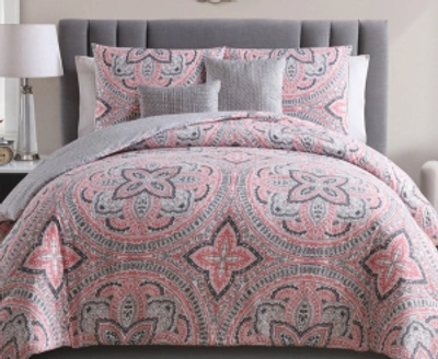Vcny Home Allison Reversible Comforter Set, Full/queen Bedding In Coral