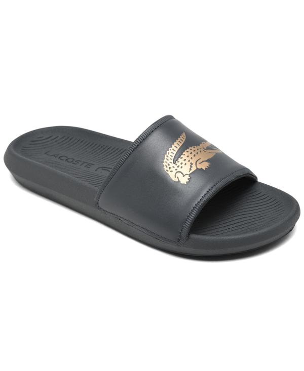 Lacoste Women's Croc Premium Slide Sandals From Finish Line In Dark Gray,  Gold-tone | ModeSens