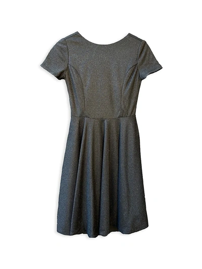 Un Deux Trois Kids' Girl's Glitter Short-sleeve Fit-&-flare Dress In Black