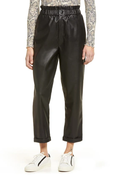 Bp. Faux Leather Relaxed Trousers In Black
