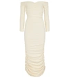 Khaite Womens Ivory Lydia Ruched Stretch-woven Midi Dress S In Neutrals