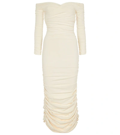 Khaite Womens Ivory Lydia Ruched Stretch-woven Midi Dress S In Neutrals
