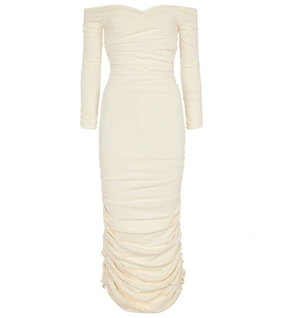 Khaite Womens Ivory Lydia Ruched Stretch-woven Midi Dress S