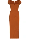 Khaite Allegra Bustier-style Knit Dress In Brown