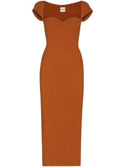 Khaite Allegra Bustier-style Knit Dress In Brown