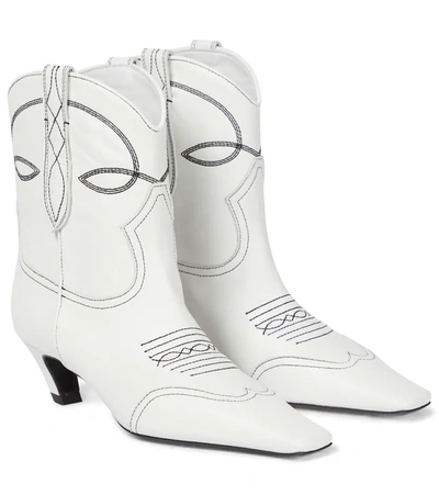 Khaite Dallas Kitten-heel Leather Western Boots In White