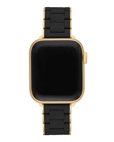 Michele Apple Watch Black Silicone With Gold-tone Wrapped Interchangeable Bracelet, 38-42mm In Black/gold