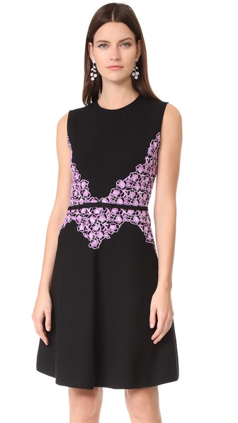 Giambattista Valli Sleeveless Lace-trim Dress, Black/purple In Nero ...