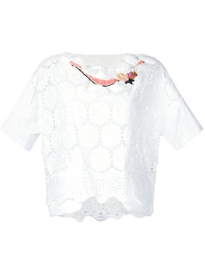 Antonio Marras Scalloped Floral Top In White