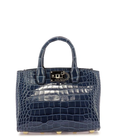 Ferragamo "the Studio" Hand Bag In Blue