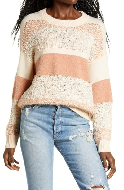 All In Favor Stripe Multi Knit Sweater In Apricot-cream