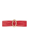 Alessandra Rich Embellished Leather Waist Belt In Red