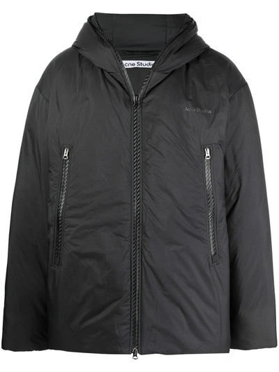 Acne Studios Black Down Hooded Jacket In Hooded Down Jacket