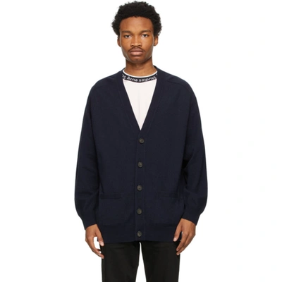 Acne Studios Knitted Wool Cardigan In Navy