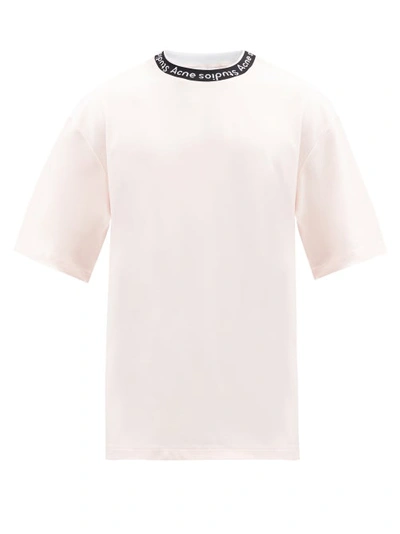 Acne Studios Viscose Blend T-shirt With Jacquard Logo In Logo Binding T-shirt