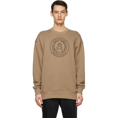 Acne Studios Forban Oversized Logo-embroidered Loopback Cotton-jersey Sweatshirt In Light Brown