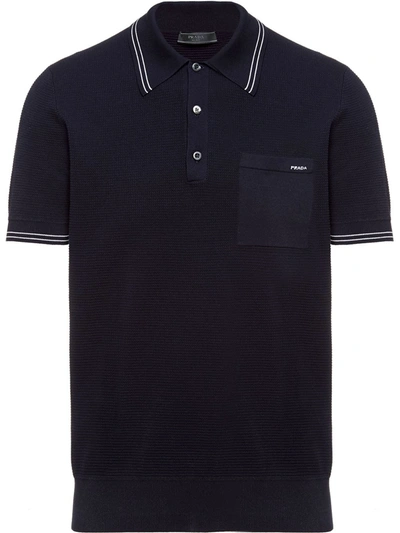 Prada Logo-detail Polo Shirt In Blue