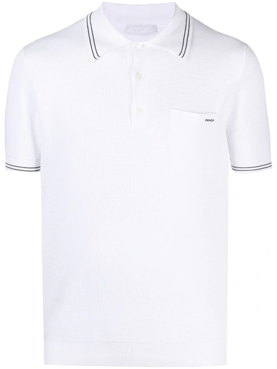 Prada Knitted Polo Shirt In White