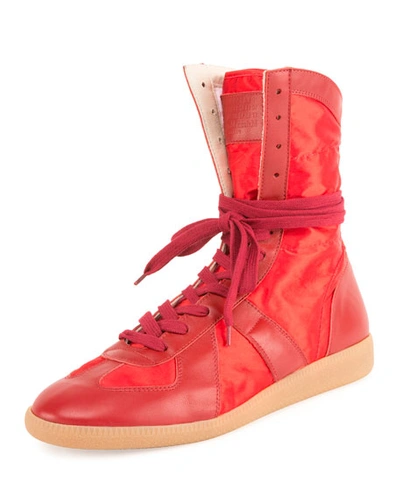 Maison Margiela Men's Leather Boxing Sneakers, Red