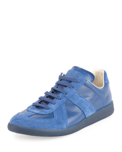 Maison Margiela Men's Replica Leather & Suede Low-top Sneakers In Blue