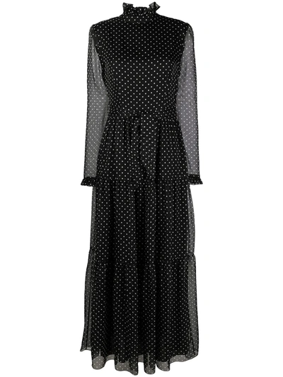Philosophy Di Lorenzo Serafini Women's Polka-dot Printed Chiffon Gown In Black