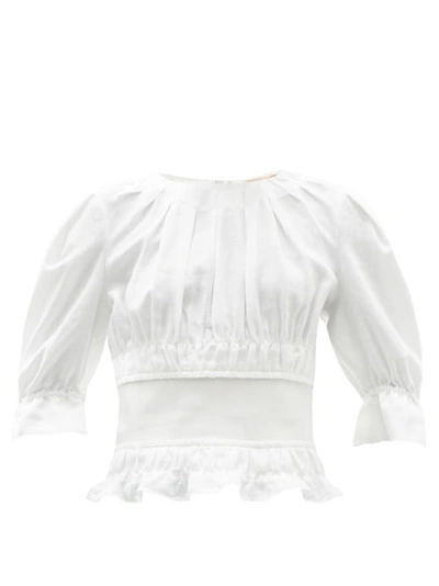 Brock Collection Women's Soriana Smocked Linen Top In White