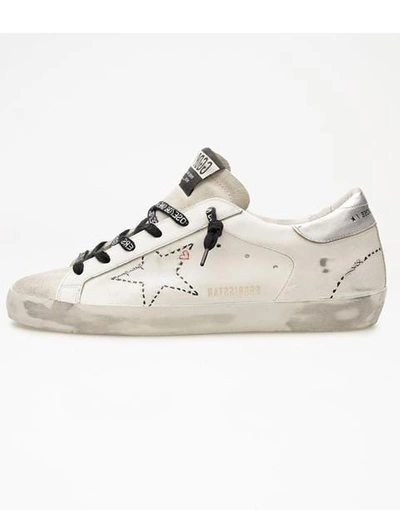Golden Goose Superstar Leather Upper Dotted Star Laminated Heel In White