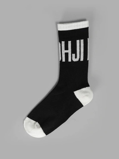 Yohji Yamamoto Women's Logo Socks In Black And White