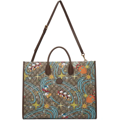 Gucci Multicolor Disney Edition Donald Duck Tote In 8679 Beige/multi