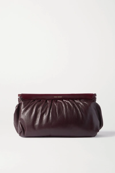 Isabel Marant Luz Studded Leather Clutch In Burgundy