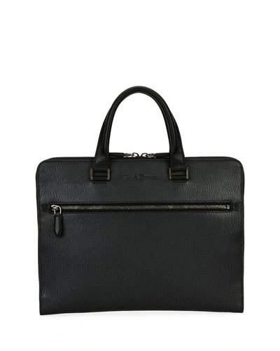 Ferragamo Revival 3.0 Slim Leather Briefcase In Grey