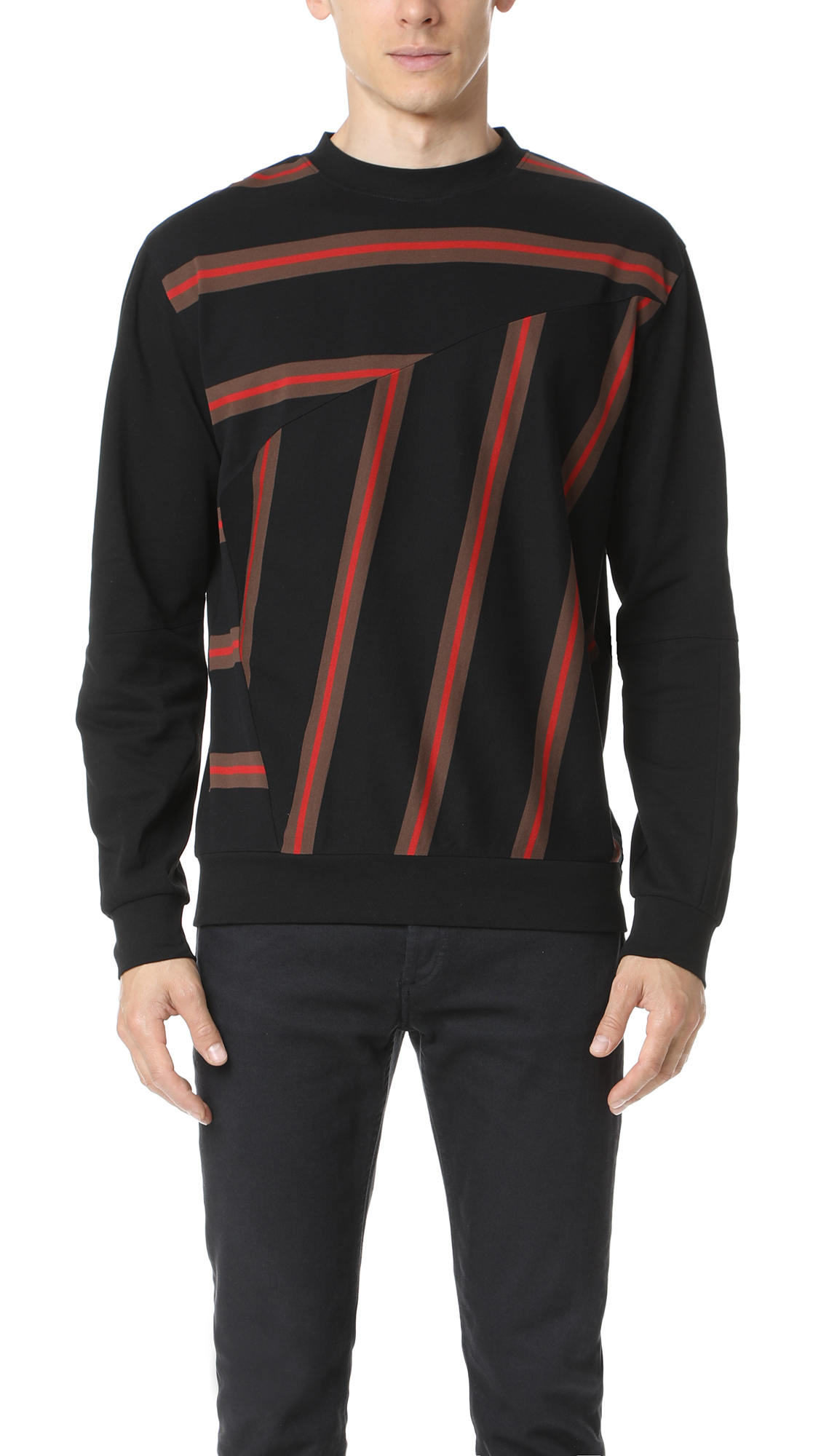 Mcq By Alexander Mcqueen Long Sleeve Striped Crew Neck In Black | ModeSens