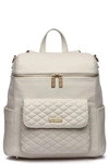 Luli Bebe Babies' Monaco Faux Leather Diaper Backpack In Pearl White