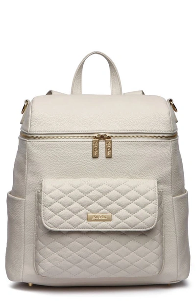 Luli Bebe Babies' Monaco Faux Leather Diaper Backpack In Pearl White