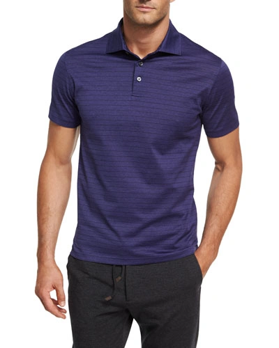 Ermenegildo Zegna Striped Cotton Polo Shirt, Purple/black In Purple Pattern