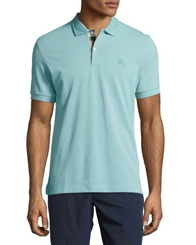 Burberry Short-sleeve Oxford Polo Shirt, Light Blue | ModeSens