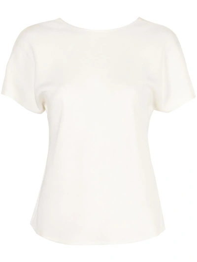 Goodious Georgette V-back T-shirt In White