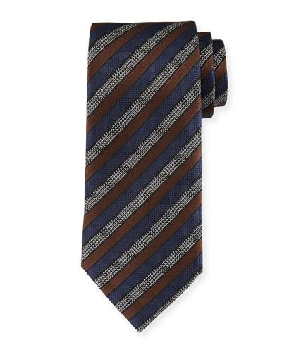 Ermenegildo Zegna Tricolor Striped Tie, Brown