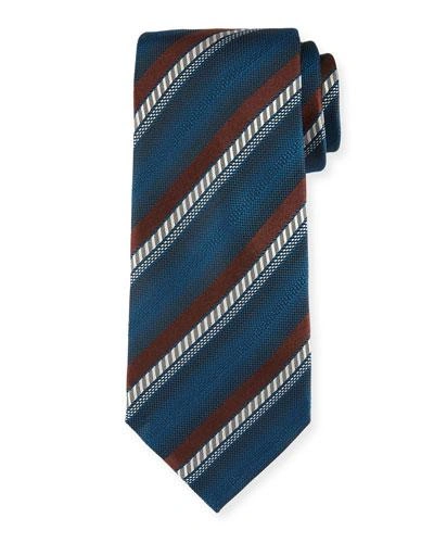 Ermenegildo Zegna Ombre Striped Silk Tie, Brown