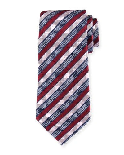 Ermenegildo Zegna Tricolor Striped Tie, Pink