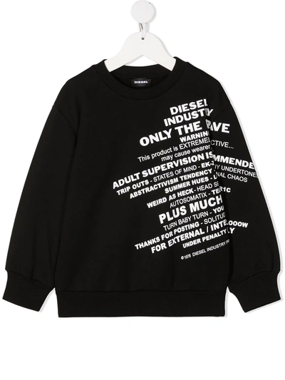 Diesel Teen Graphic-print Cotton Sweatshirt In Black