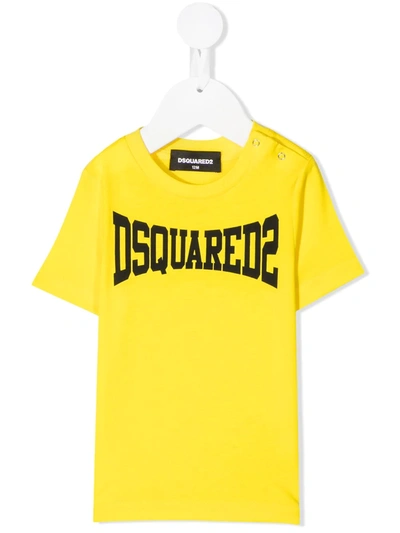 Dsquared2 Babies' Yellow Cotton T-shirt In Gialla