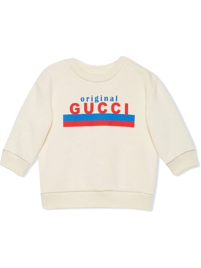 Gucci Ivory Sweatshirt For Babykids With Logo In White