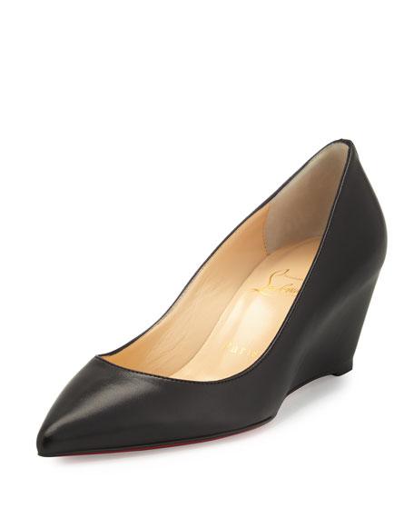 Christian Louboutin Pipina Leather 55mm Wedge Red Sole Pump, Black ...
